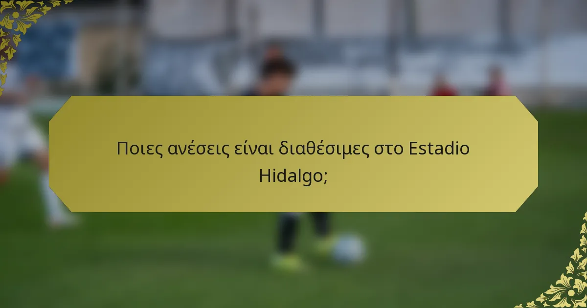 Ποιες ανέσεις είναι διαθέσιμες στο Estadio Hidalgo;